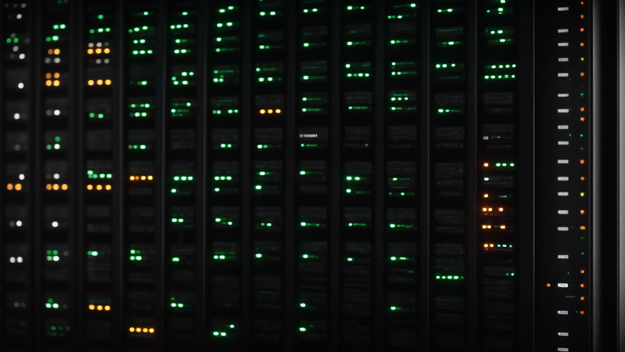 a server rack with led indicators blinking as data is transferred and backed up.