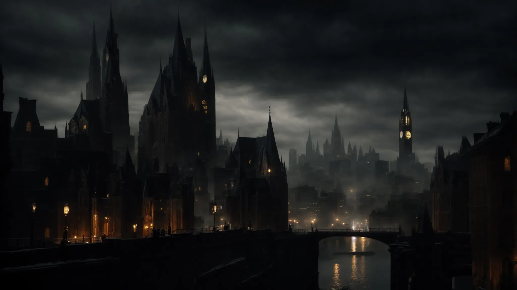 gotham city looms in the night, its gothic spires silhouetted against a brooding sky, hinting at the dark narrative redefined by tim burton's vision of batman.