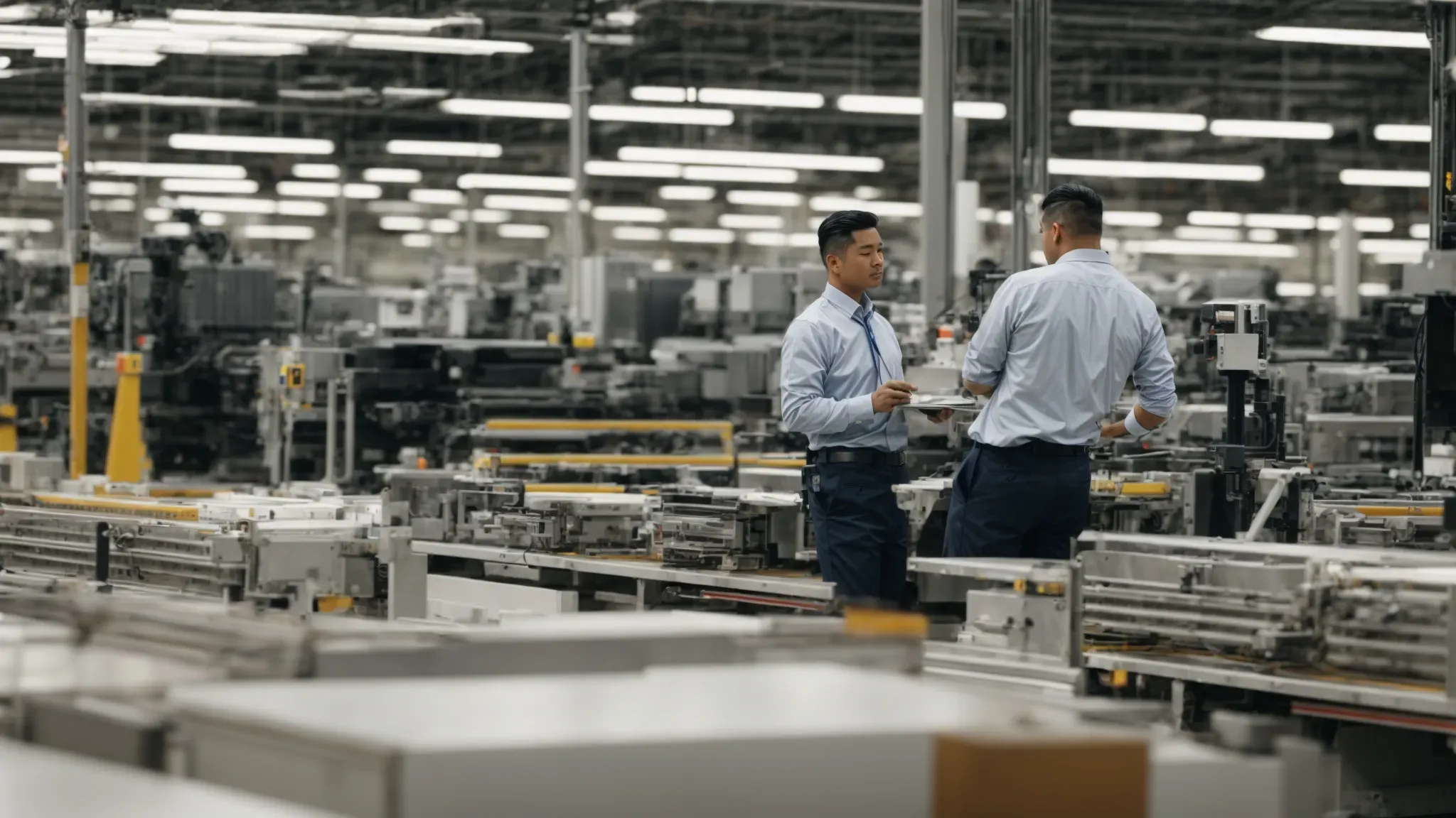 explore Saturation a production manager oversees a bustling factory floor, coordinating between various departments to ensure smooth operations.