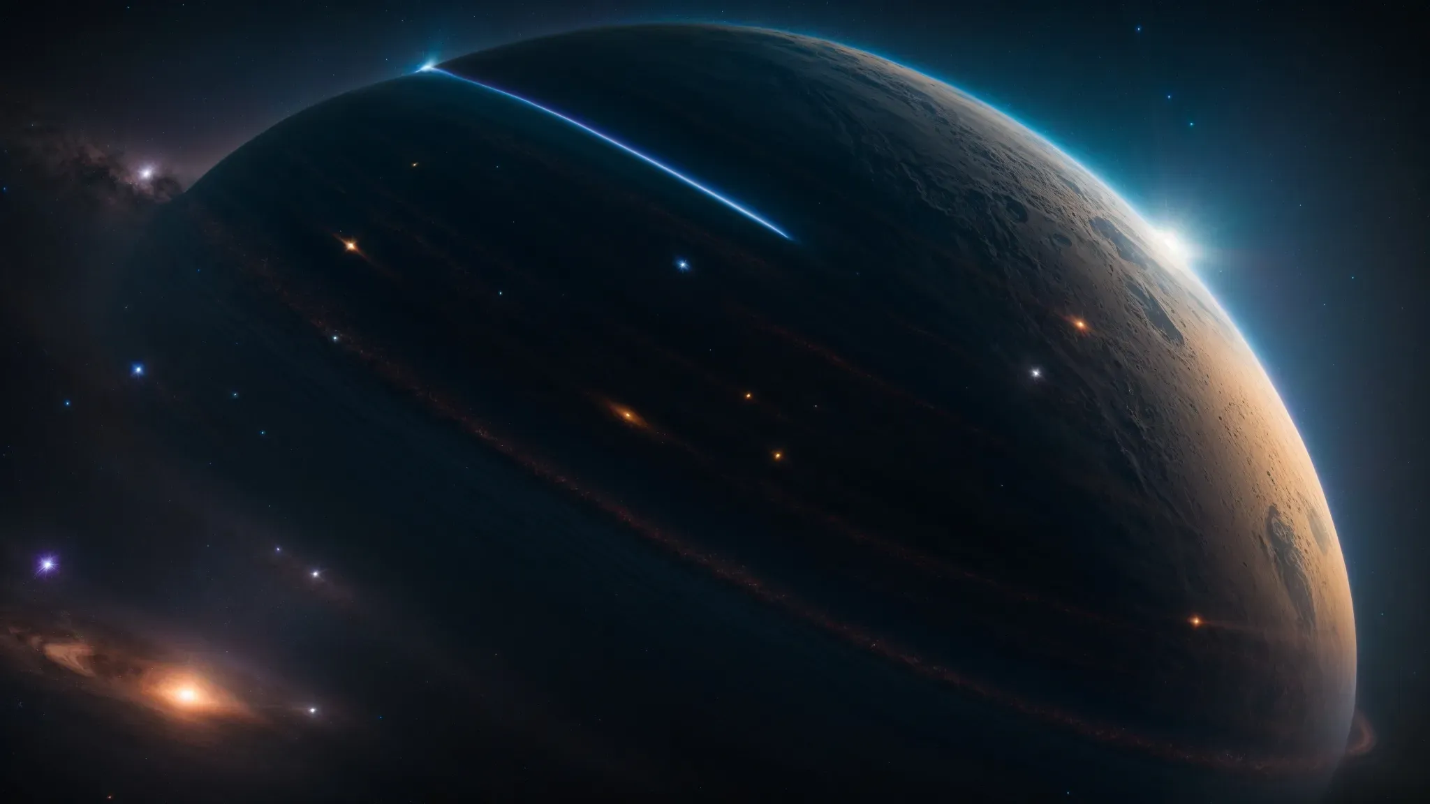 a spacecraft navigates a vast, star-lit galaxy, encapsulating humanity's defiance against the vastness of space.