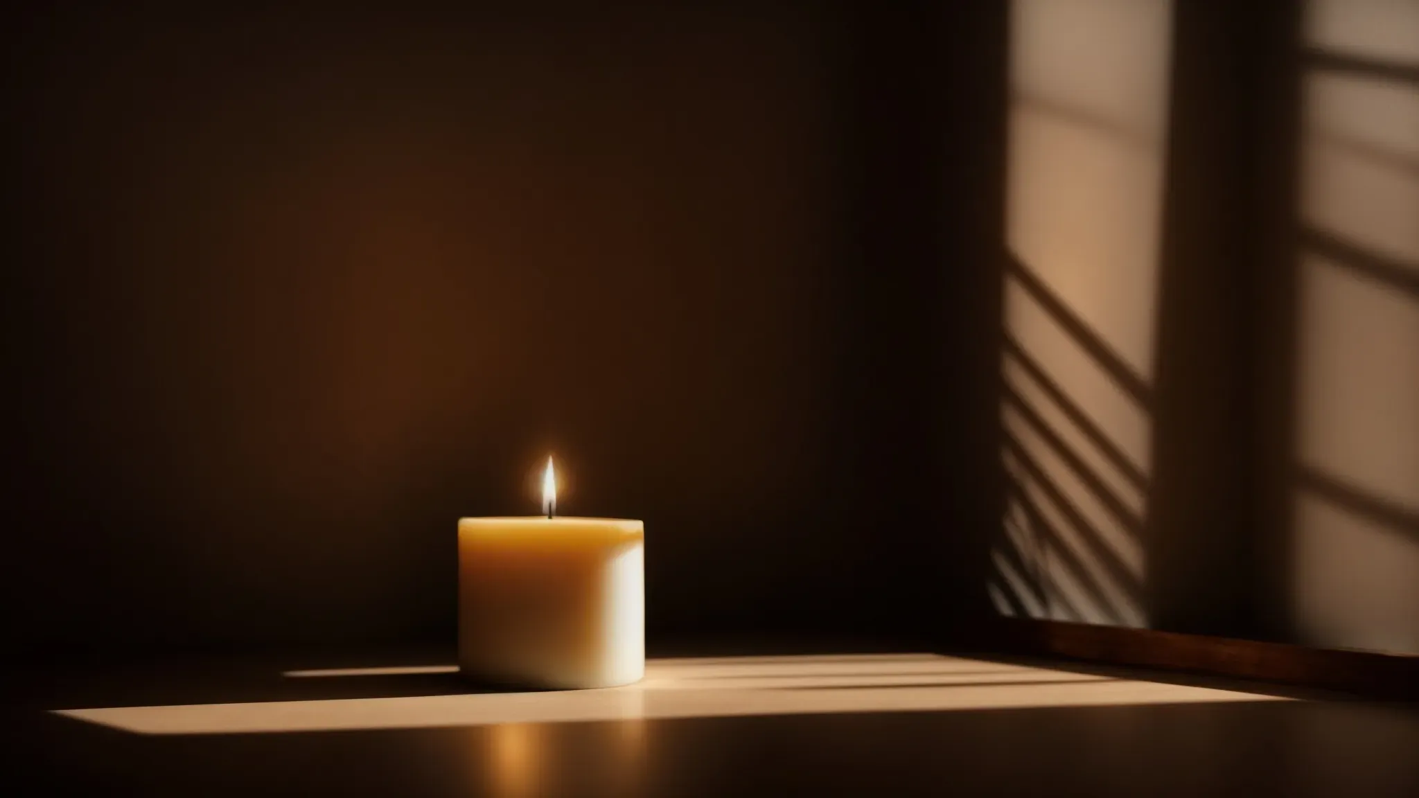a single candle illuminating a dimly lit room, casting shadows that dance across the walls filled with timeless art. 