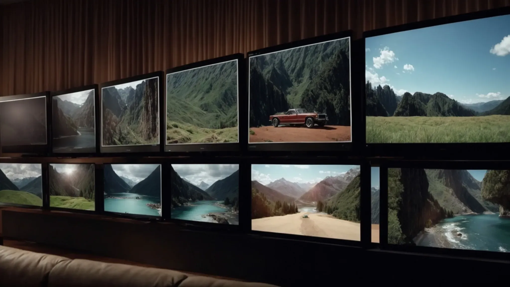 a series of progressively wider screens showing the same scene transitions from a classic television frame, through a modern wide display, to an ultra-wide cinema screen, illustrating the evolution of aspect ratios in visual media.