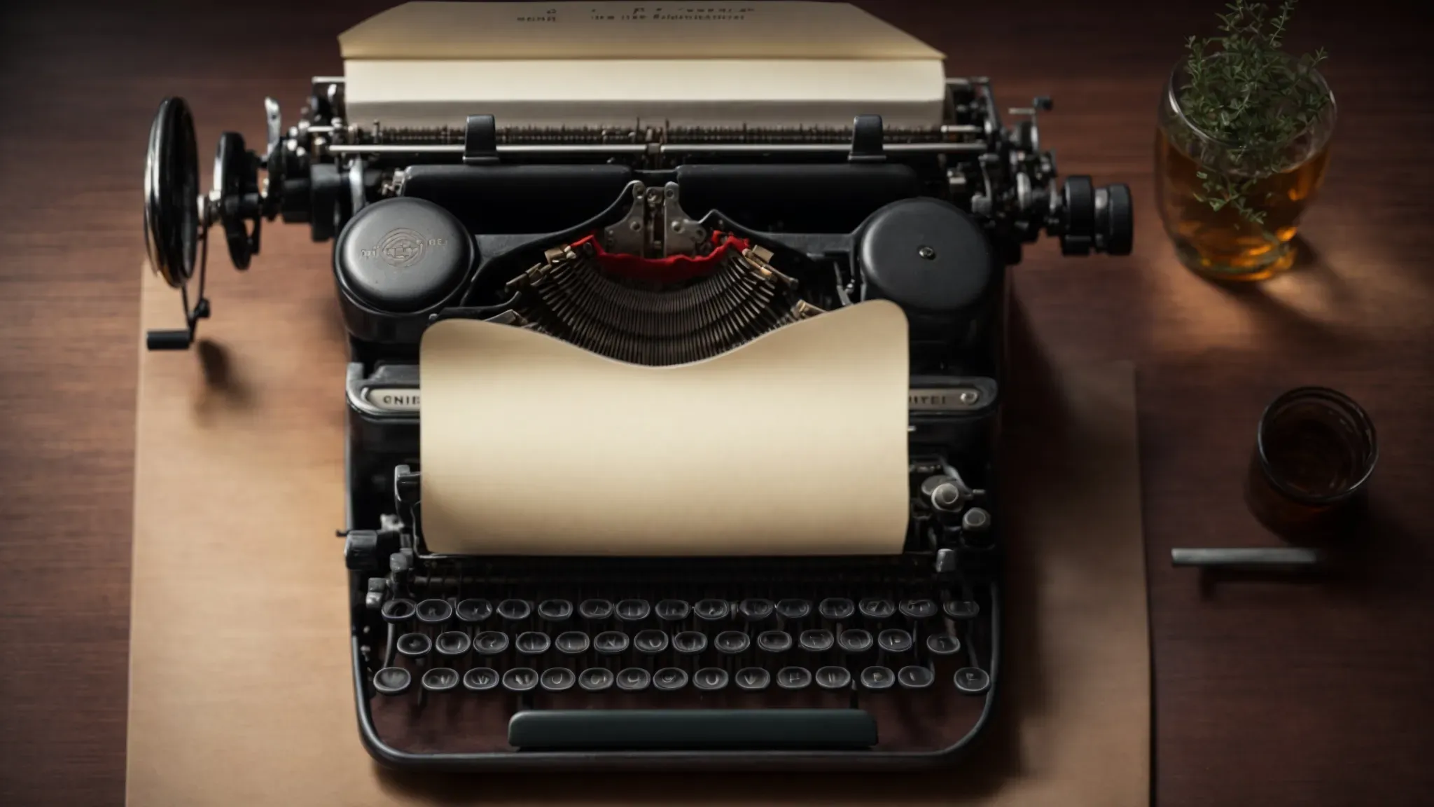 a close-up of a vintage typewriter with a blank sheet of paper inserted, ready for the next masterpiece.