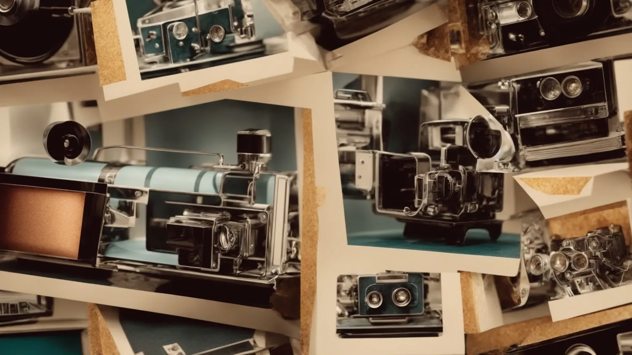 a vintage film projector casts light on a collage representing animated, indie, blockbuster, and documentary genres, each in its own distinct frame.