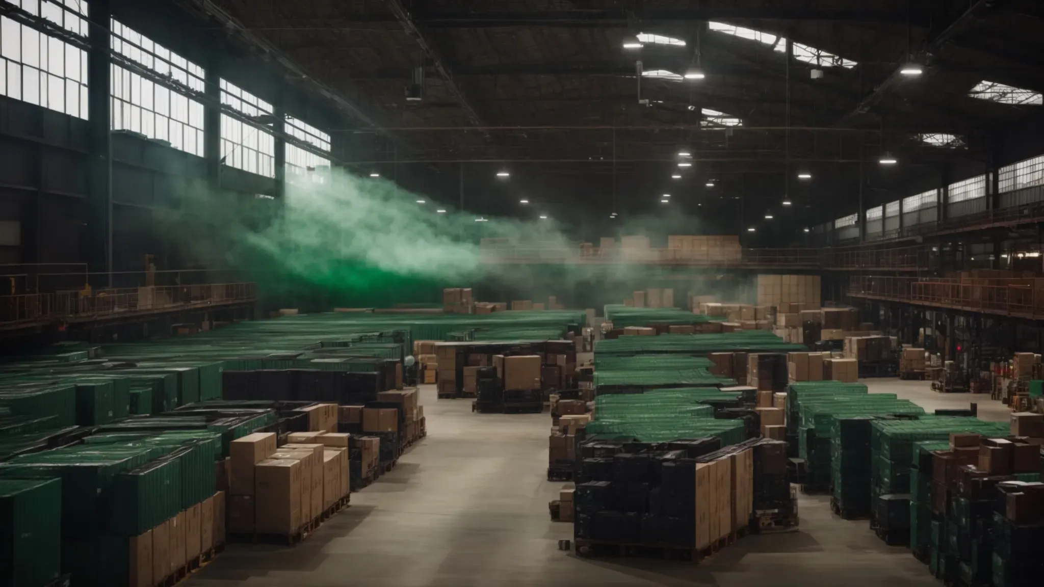 vast warehouses filled with cutting-edge filming equipment and green screens, nestled against the backdrop of atlanta's skyline.