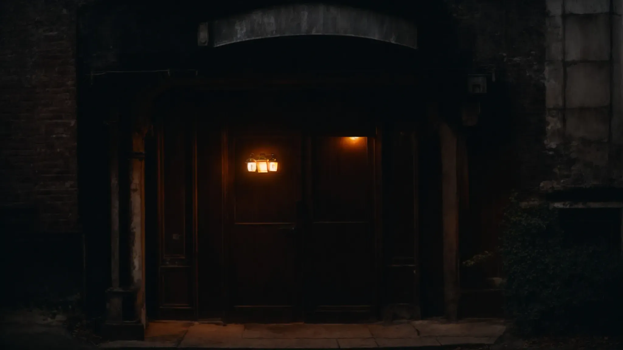 a flickering torchlight reveals a cobwebbed entrance to an old, forgotten cinema.