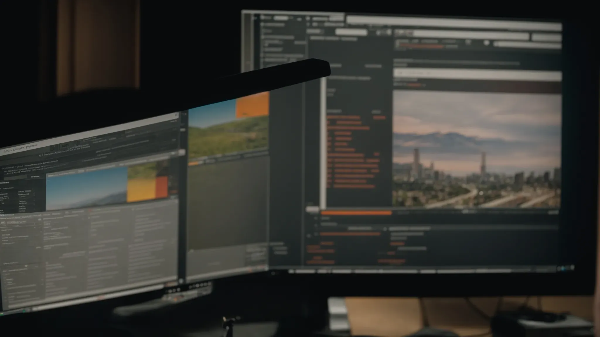 a filmmaker analyzes a digital distribution platform interface on a computer screen, strategizing release plans for an independent movie.