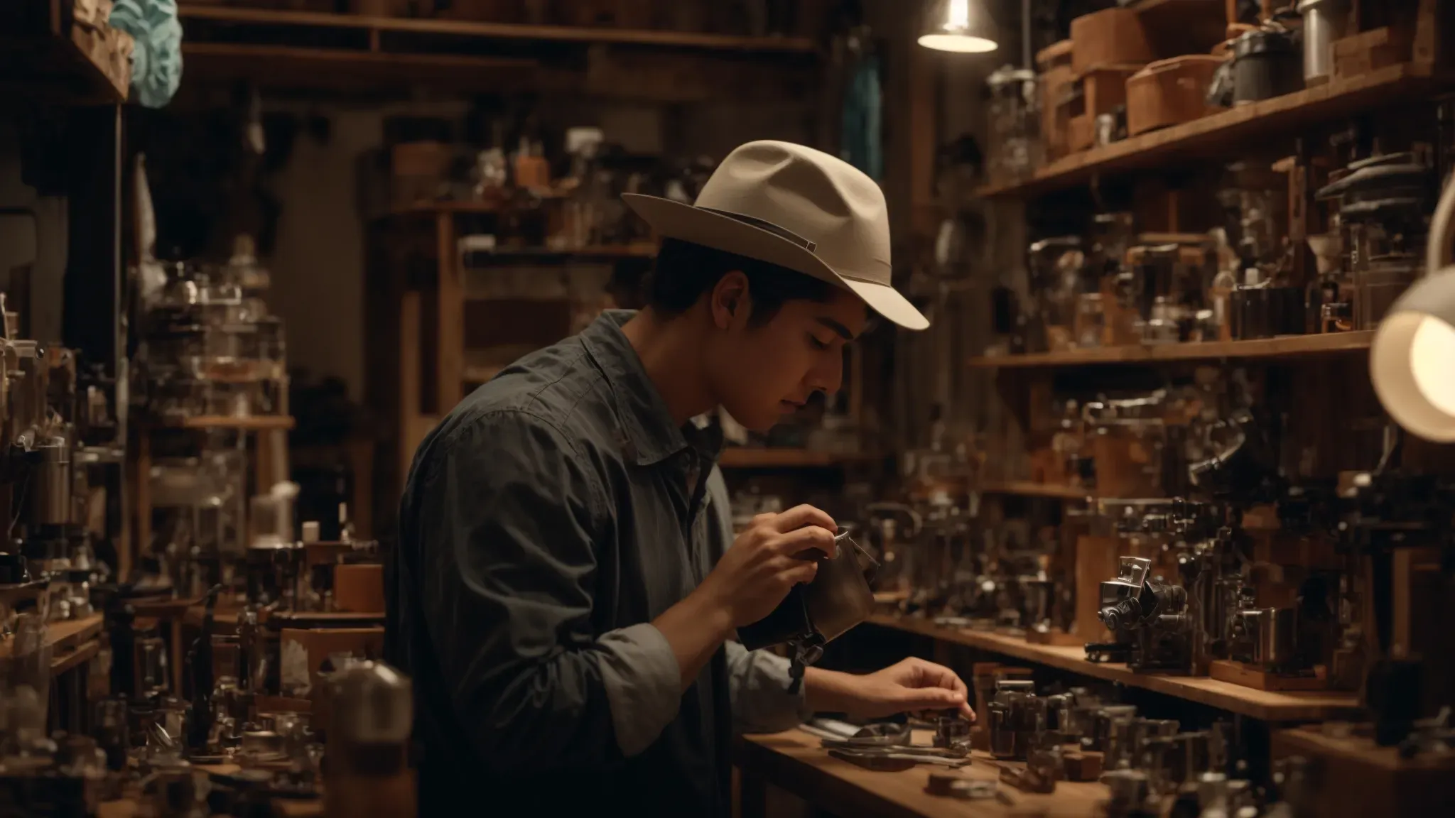 a behind-the-scenes glimpse of an animator adjusting a detailed stop motion set, evoking a sense of wonder and craftsmanship.