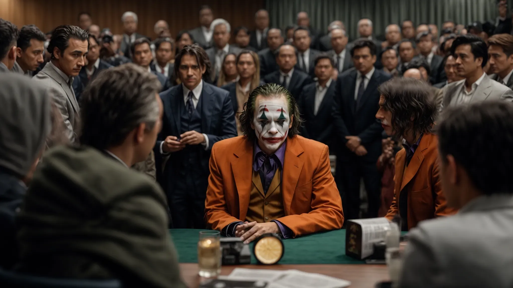 the cast and crew of 'joker' convene for a press conference amid a backdrop of fervent discussion.