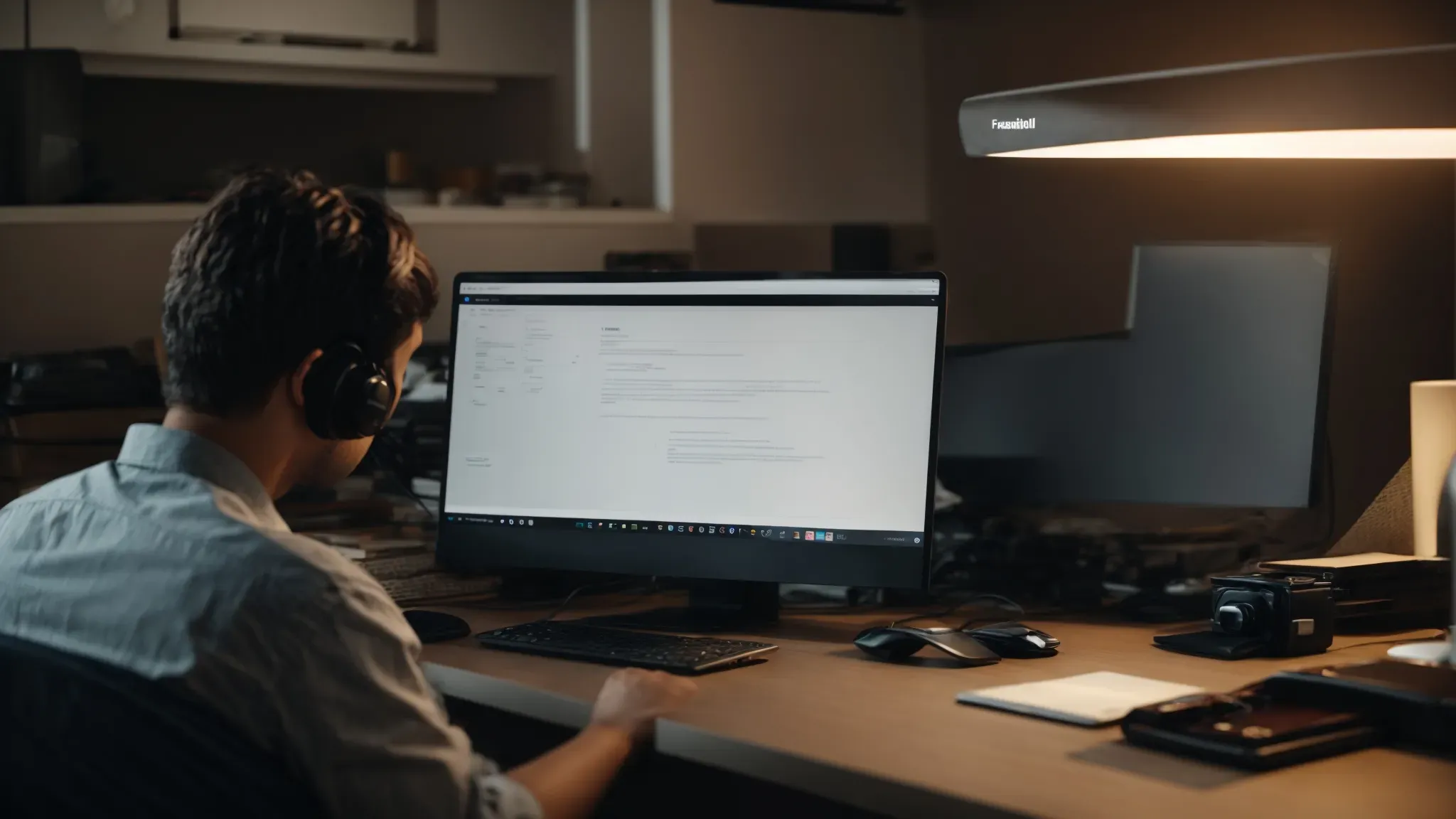 a person sitting at a desk with a computer, ready to start the online unemployment benefit application process.
