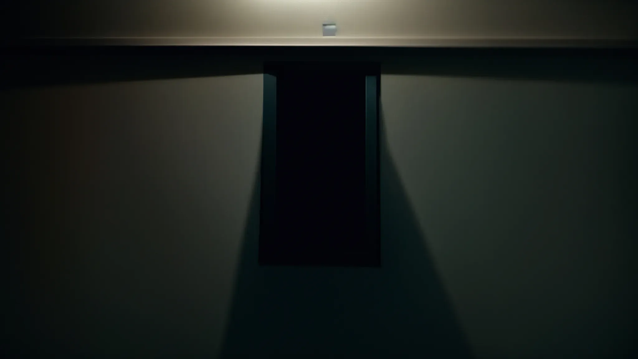 a shadowy figure in a ghost mask ominously looms outside a brightly lit window at night.