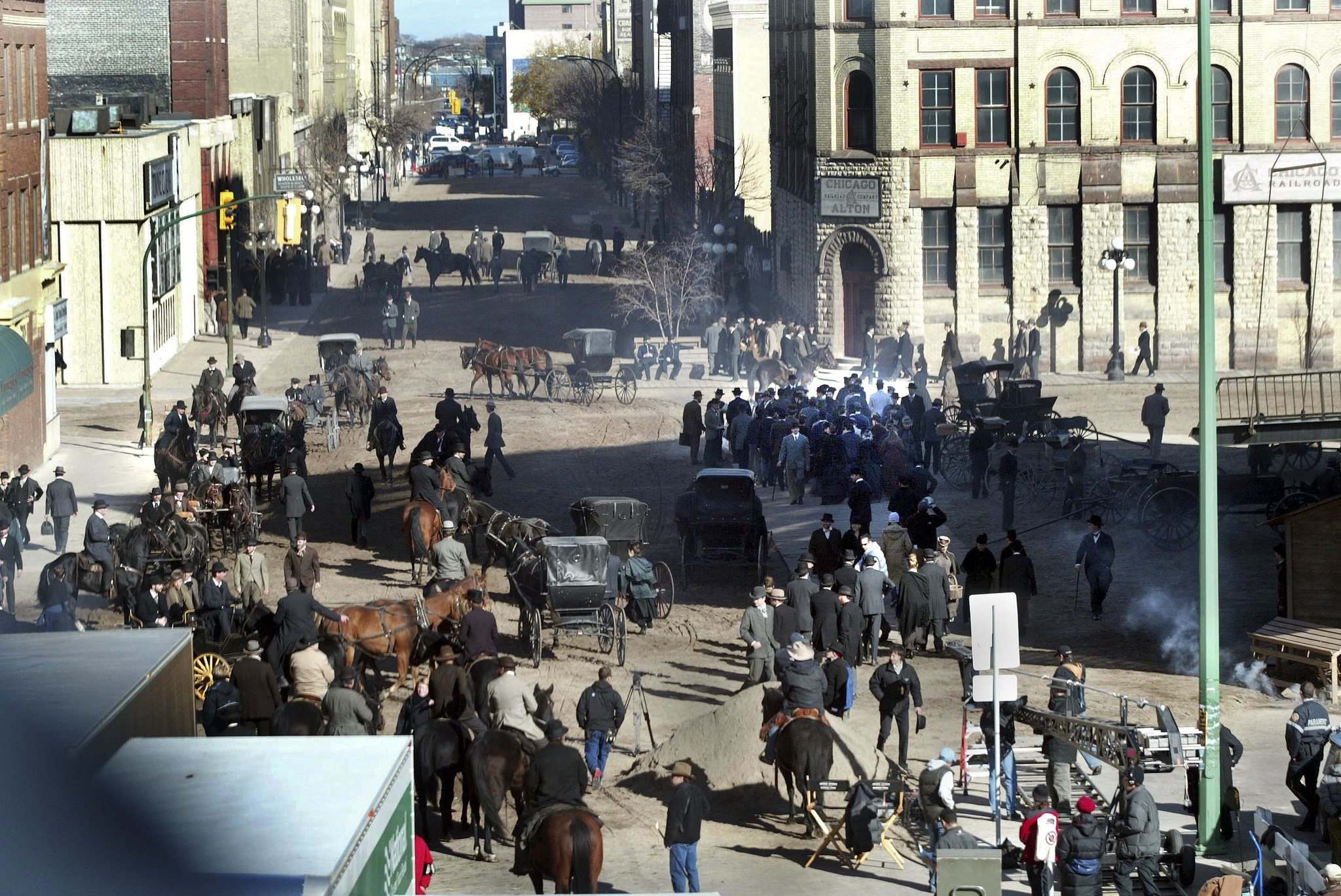 Film production on location in Winnipeg, Manitoba