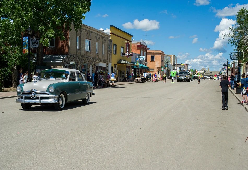 Behind the scenes on Gravelbourg Main Street Town Gravelbourg filming in Saskatchewan