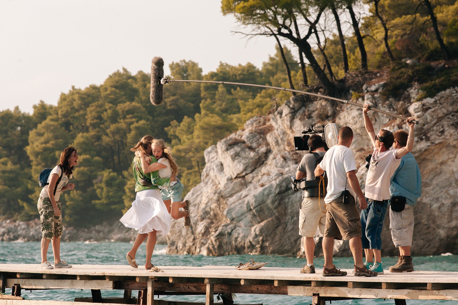 Behind the scenes on Mamma Mia Skopelos Greece filming in Greece