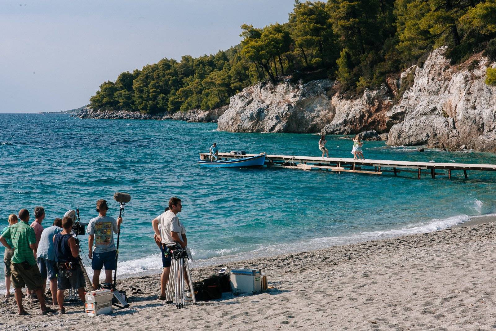 Behind the scenes on Mamma Mia Skopelos Greece filming in Greece