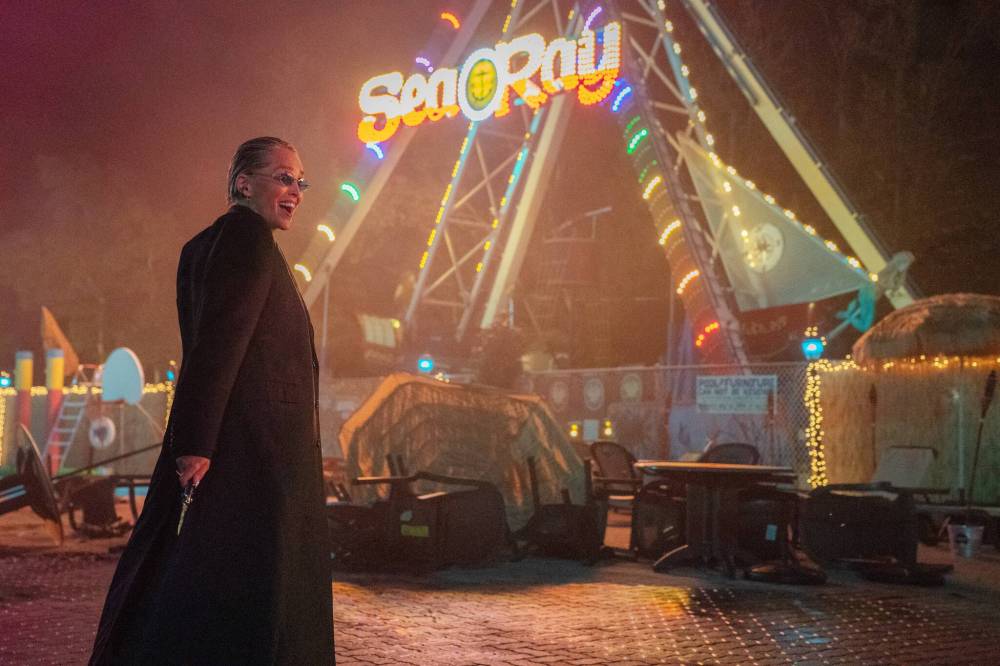 Sharon Stone as Lendina in Nobody 2, filmed in Winnipeg, Manitoba