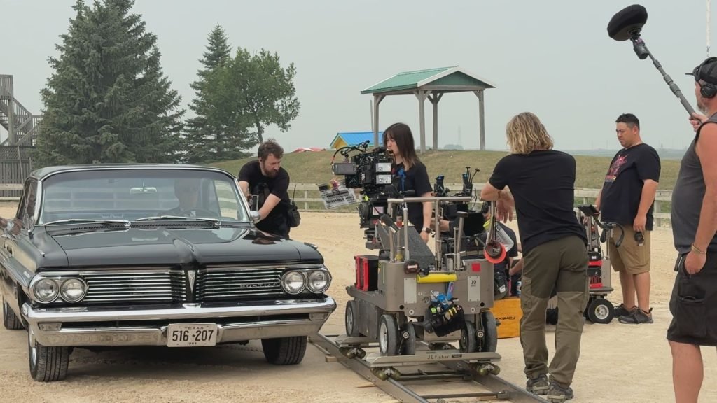 Behind the scenes on November 1963 filming in Manitoba