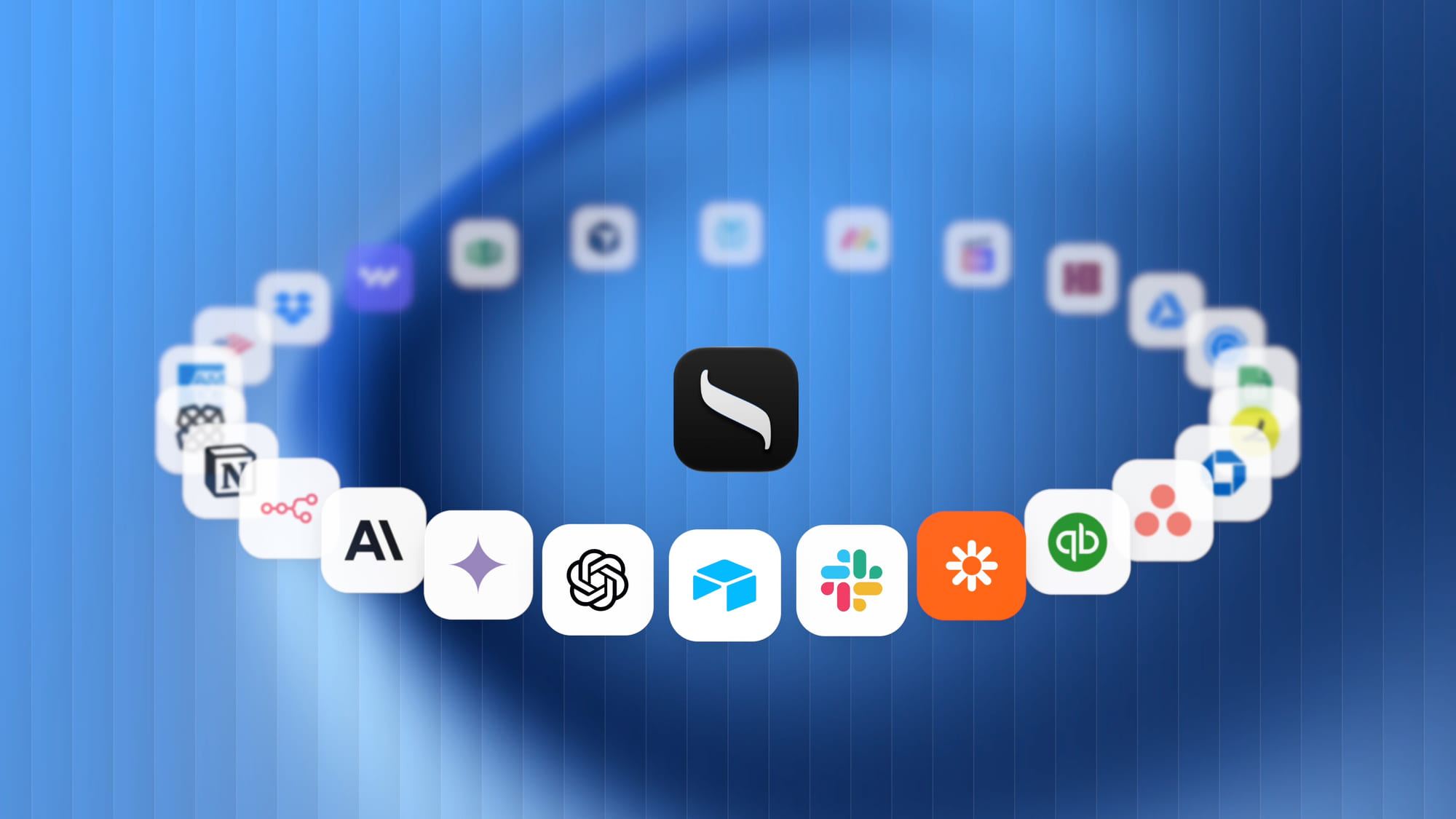Saturation surrounded by partner app icons it integrates with